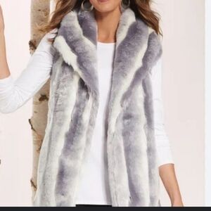 Soft Surroundings Gray Faux Fur Vest